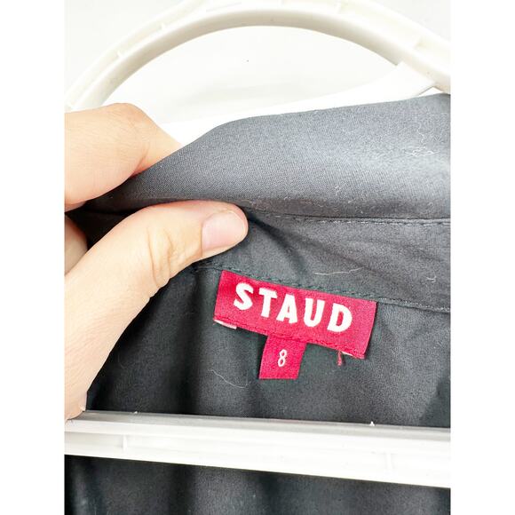 STAUD Black Clea Midi Dress Button Front Twist Size 8 - Picture 5 of 5